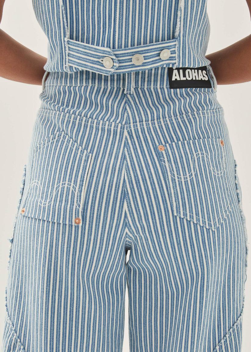 Alohas Lorenza Rayas de Denim Color Azul y Blanco Oferta especial
