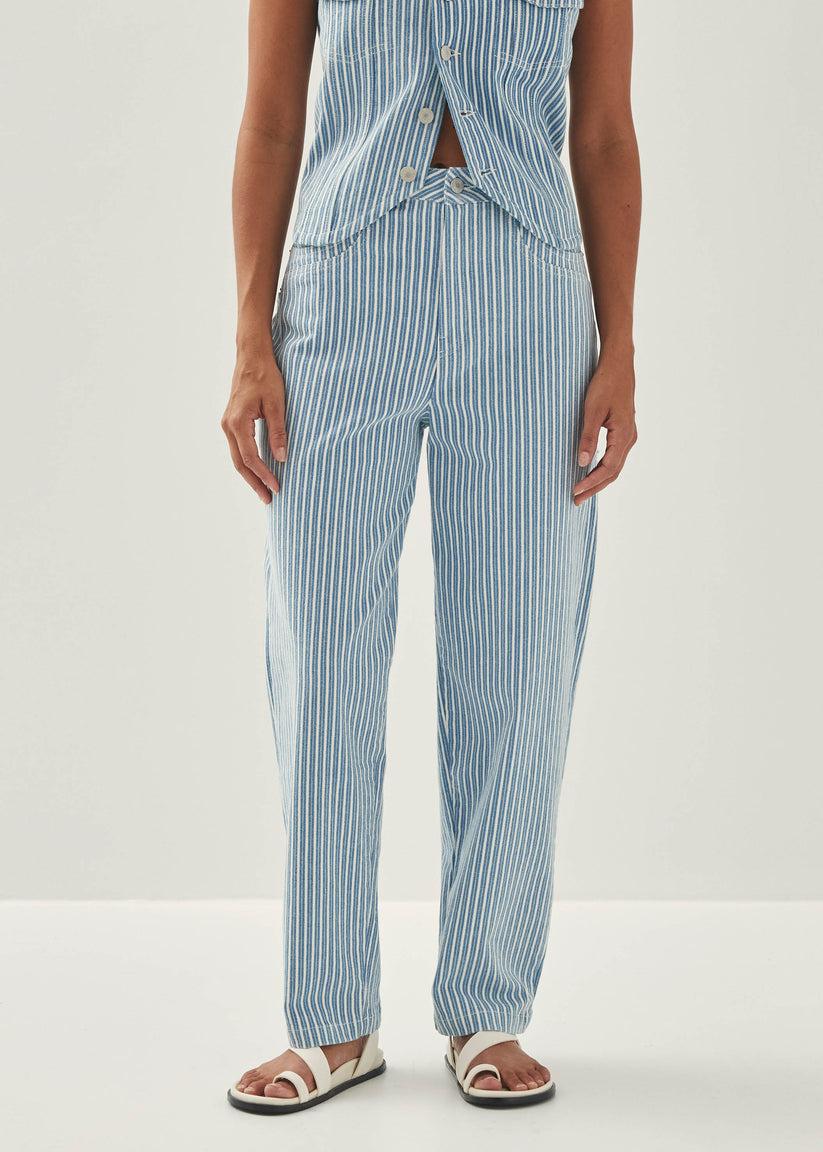 Alohas Lorenza Rayas de Denim Color Azul y Blanco Oferta especial