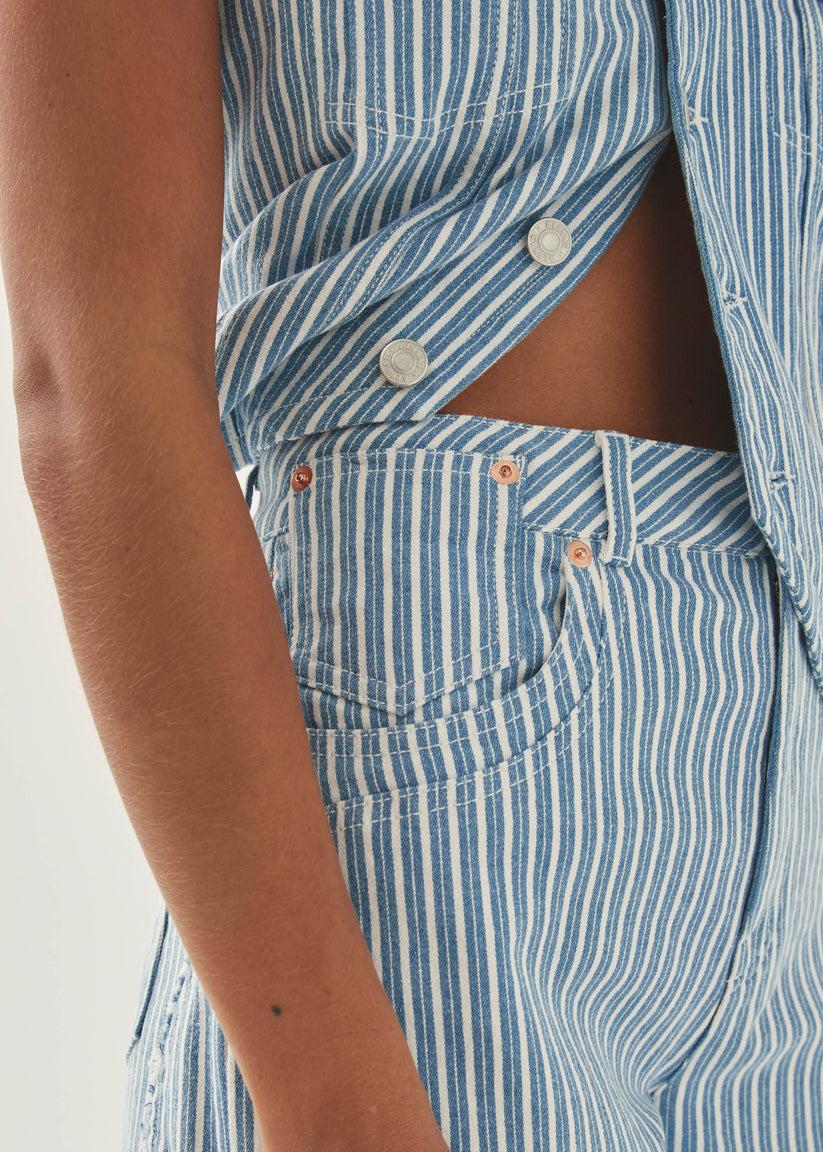 Alohas Lorenza Rayas de Denim Color Azul y Blanco Oferta especial