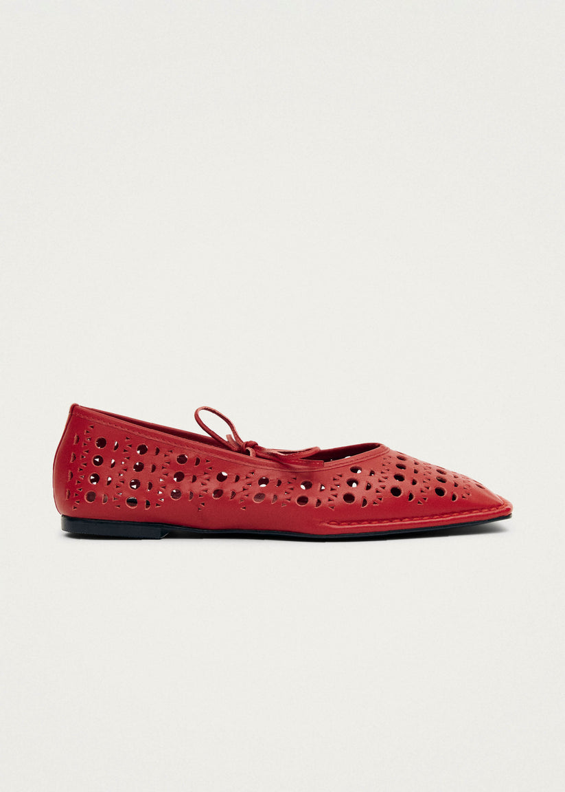 Alohas Sway Slit Bailarinas de Cuero Rojo