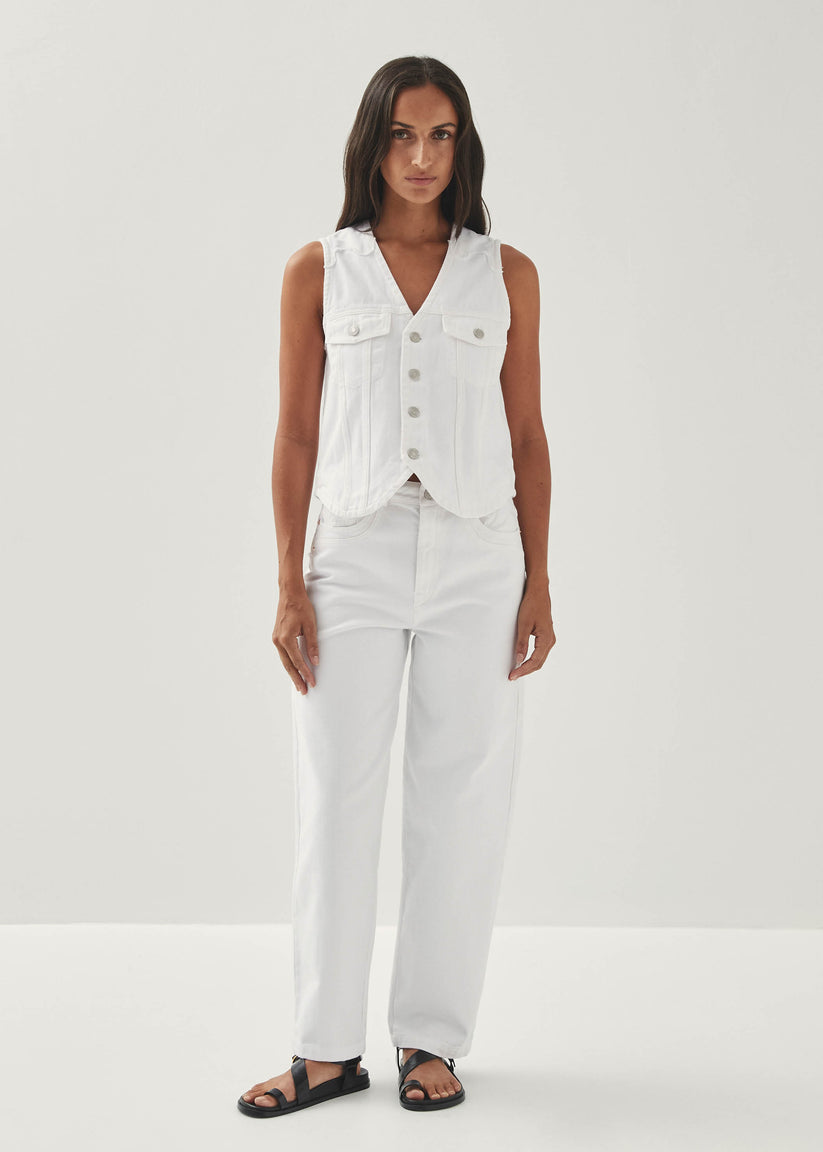 Alohas Lorenza Pantalones de Mezclilla Blancos