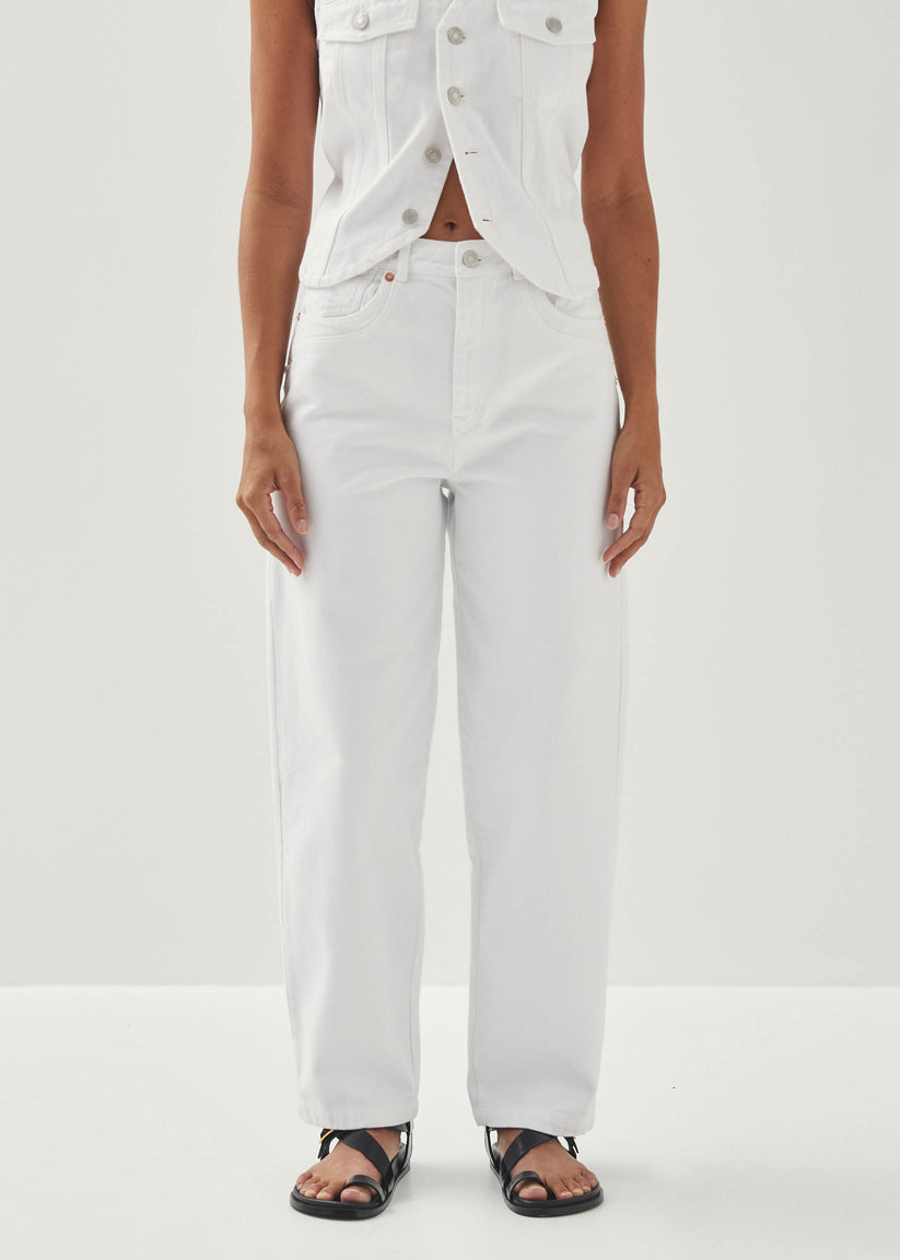 Alohas Lorenza Pantalones de Mezclilla Blancos Promoción por tiempo limitado