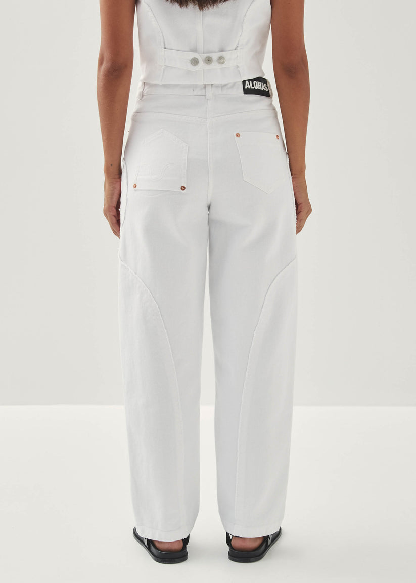 Alohas Lorenza Pantalones de Mezclilla Blancos Promoción por tiempo limitado
