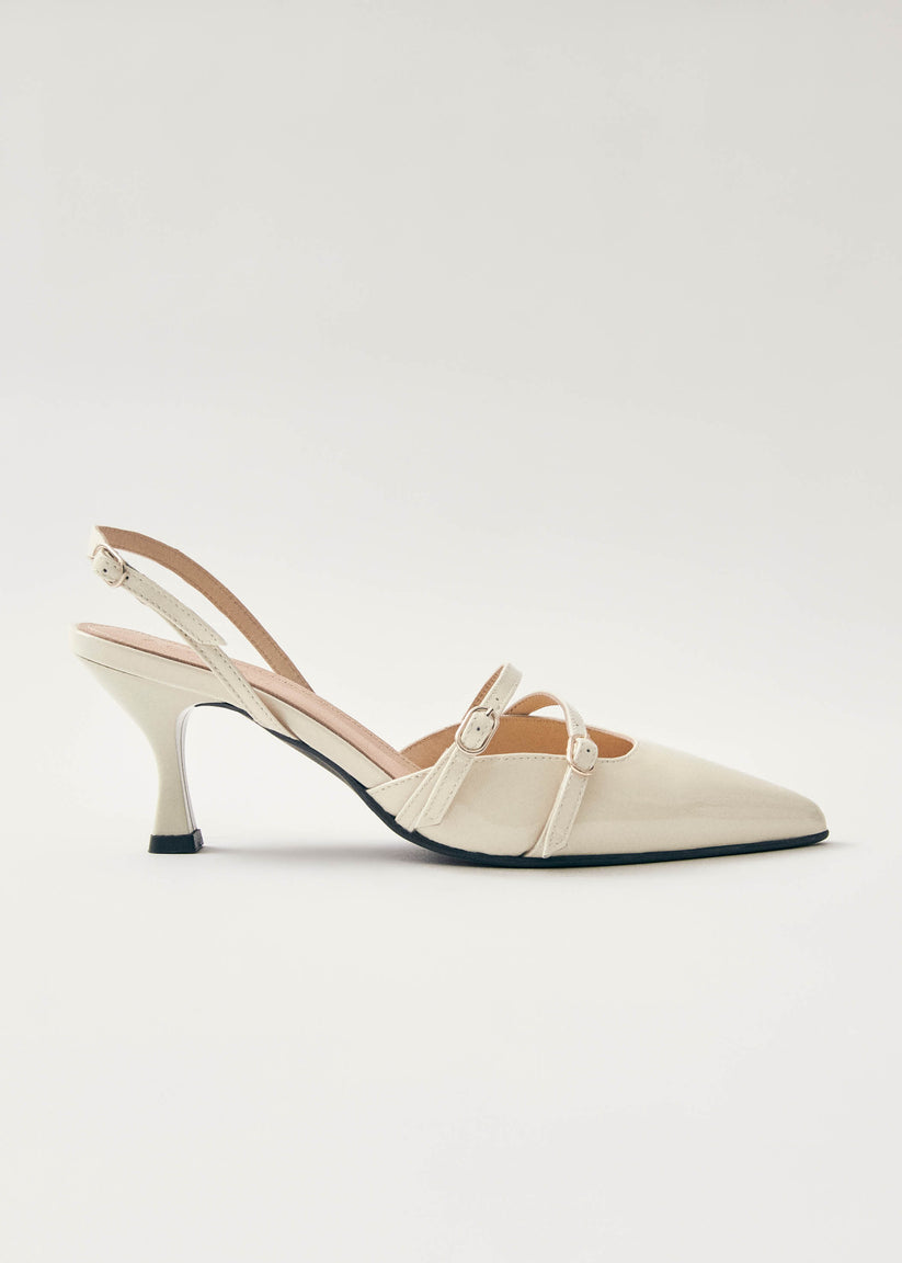 Alohas Joelle Onix Tacones de Cuero Color Crema