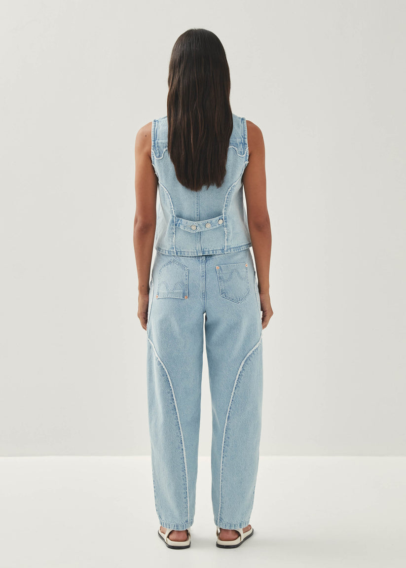 Alohas Manuela Chaleco de Mezclilla Color Azul Claro Precios de Black Friday