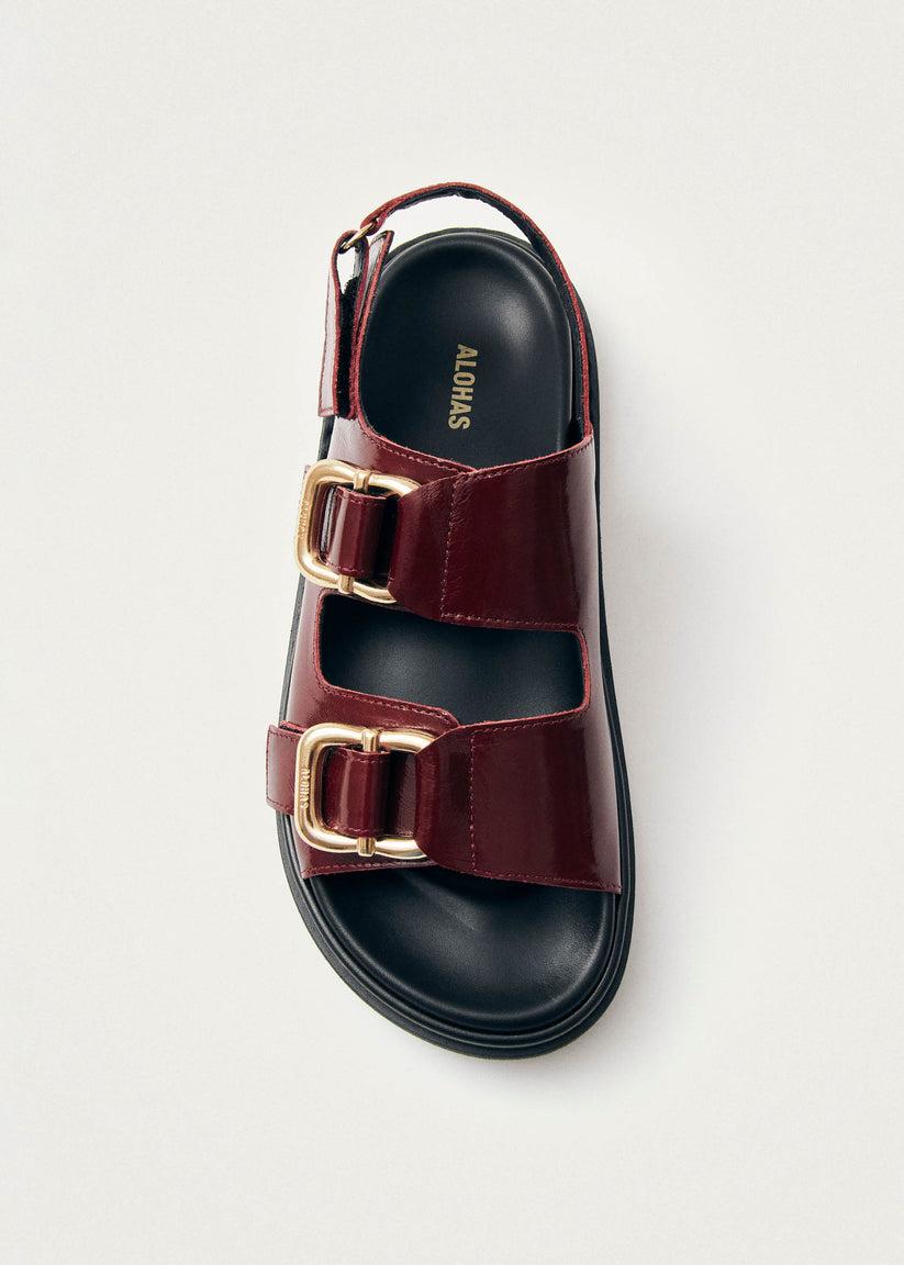 Alohas Harper Onix Sandalias de Cuero Color Burdeos Venta caliente