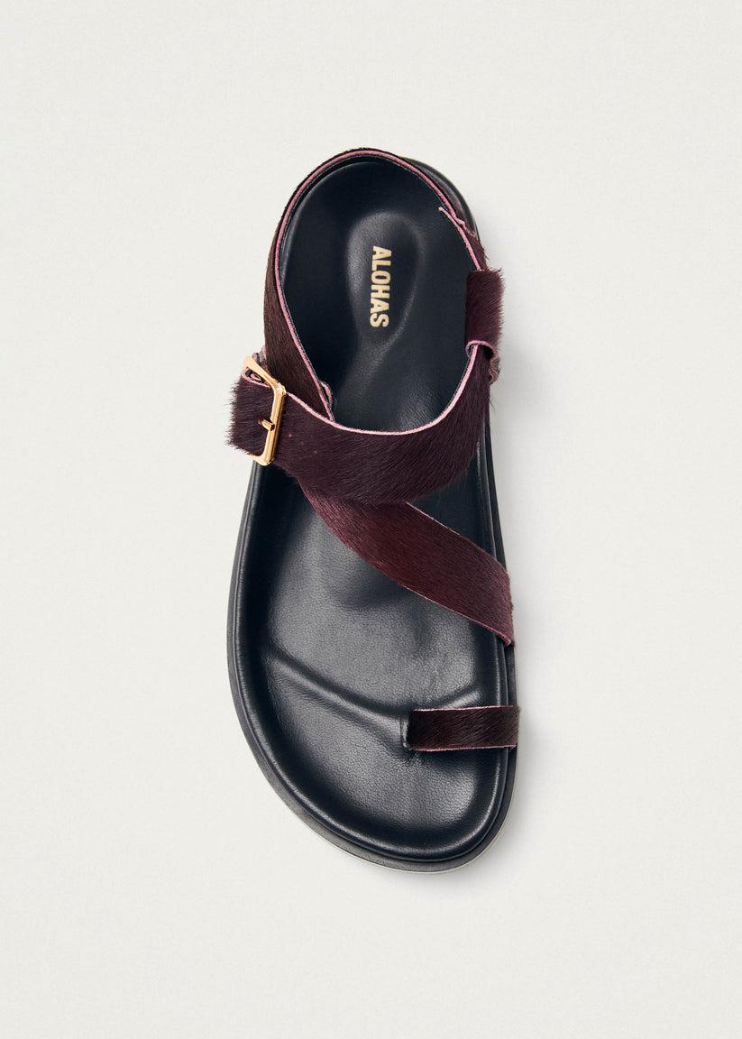 Alohas Siren Soft Sandalias de Cuero Burdeos En oferta