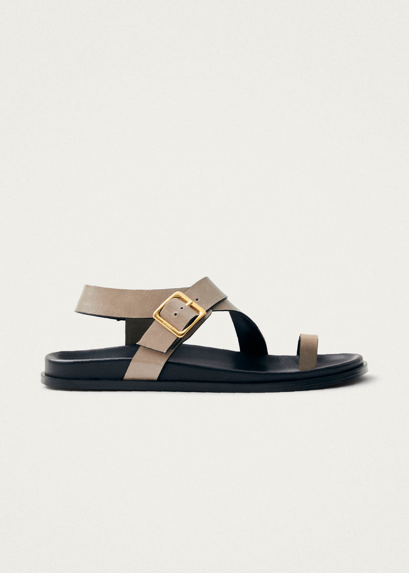 Alohas Siren Sandalias de Cuero Beige con Piedra Ónix