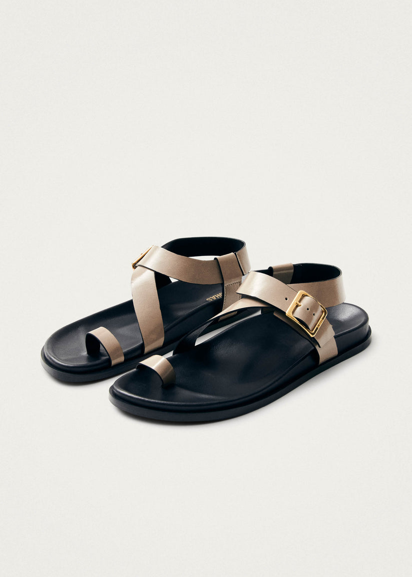 Alohas Siren Sandalias de Cuero Beige con Piedra Ónix Los más vendidos