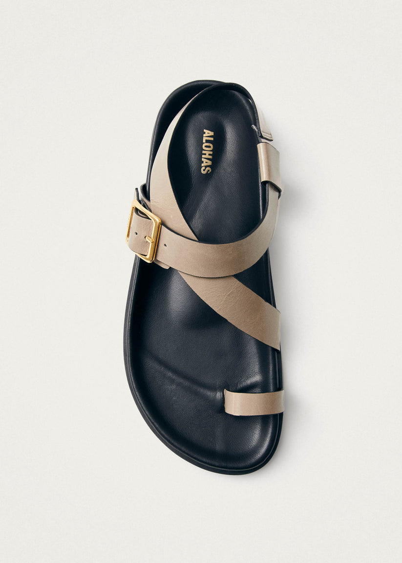 Alohas Siren Sandalias de Cuero Beige con Piedra Ónix Los más vendidos