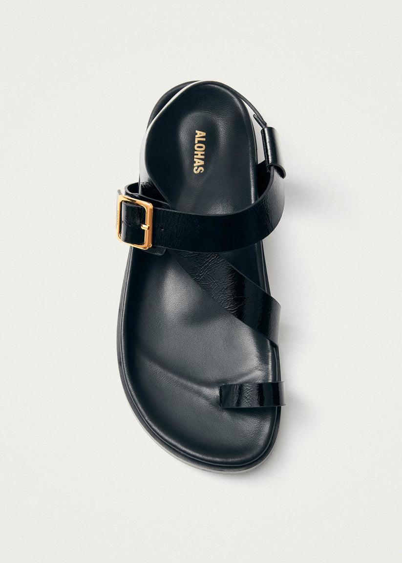 Alohas Siren Onix Sandalias de Cuero Negro Ventas relámpago