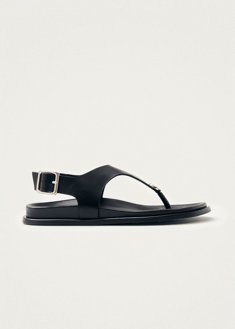 Alohas Harbor Sandalias de Cuero Negras