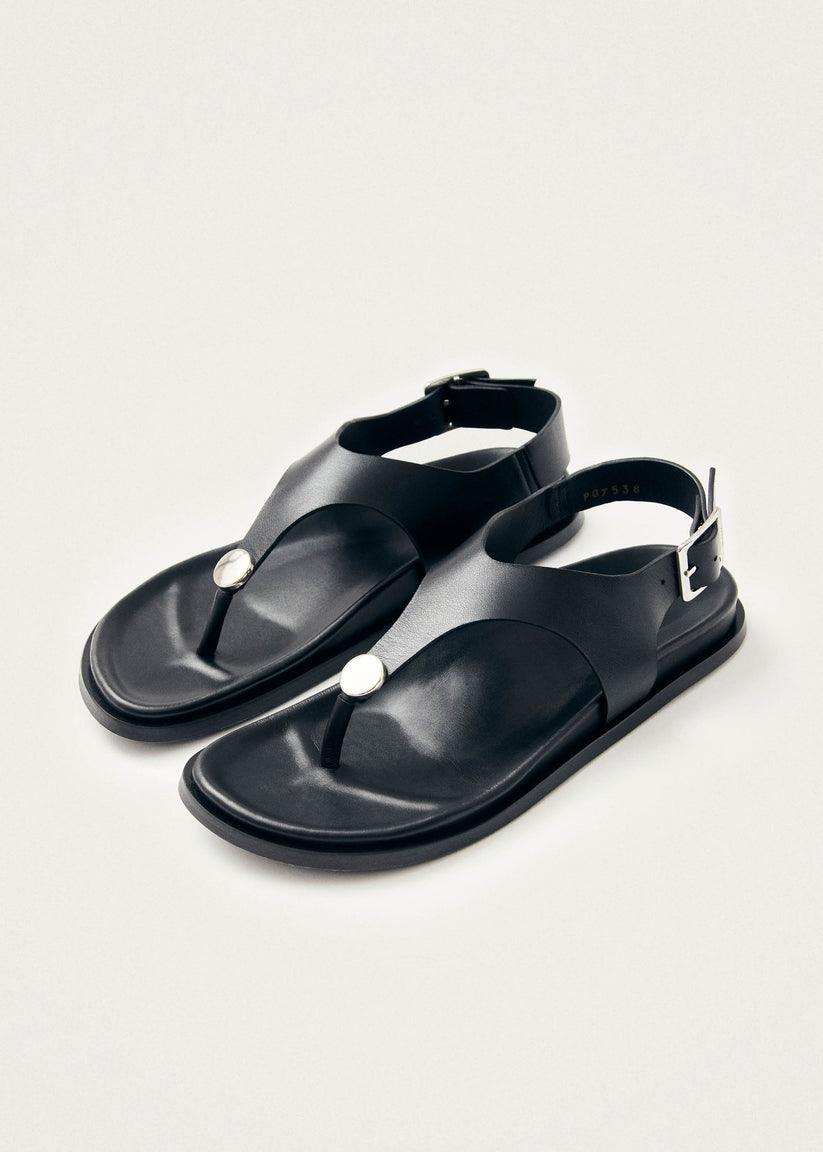 Alohas Harbor Sandalias de Cuero Negras Descuento