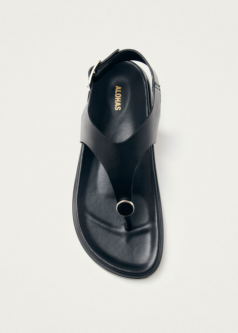 Alohas Harbor Sandalias de Cuero Negras Descuento