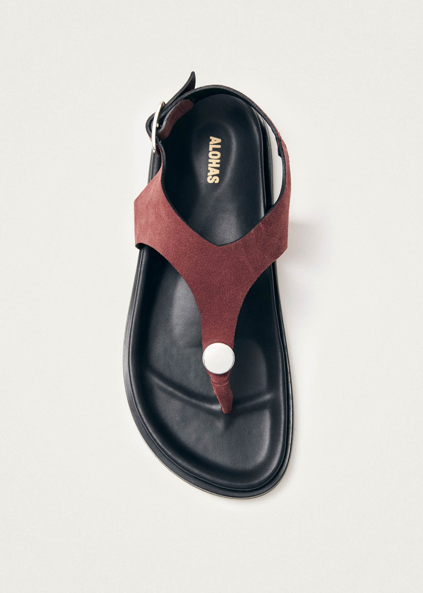 Alohas Harbor Sandalias de Ante Burdeos en Cuero Tienda