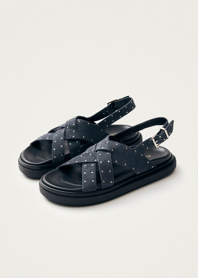 Alohas Trunca Sandalias de Cuero Ante Azul con Estrellas Envío gratis