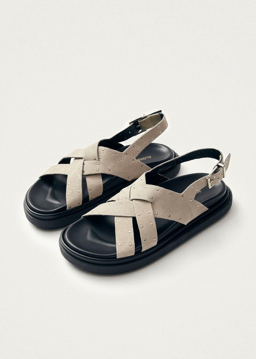 Alohas Trunca Sandalias de Cuero Ante con Studs Color Beige Envío gratis