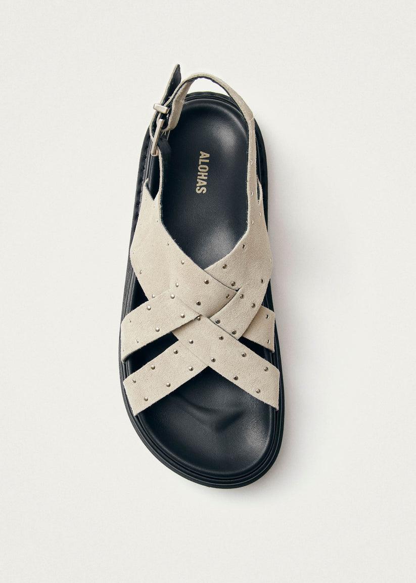 Alohas Trunca Sandalias de Cuero Ante con Studs Color Beige Envío gratis