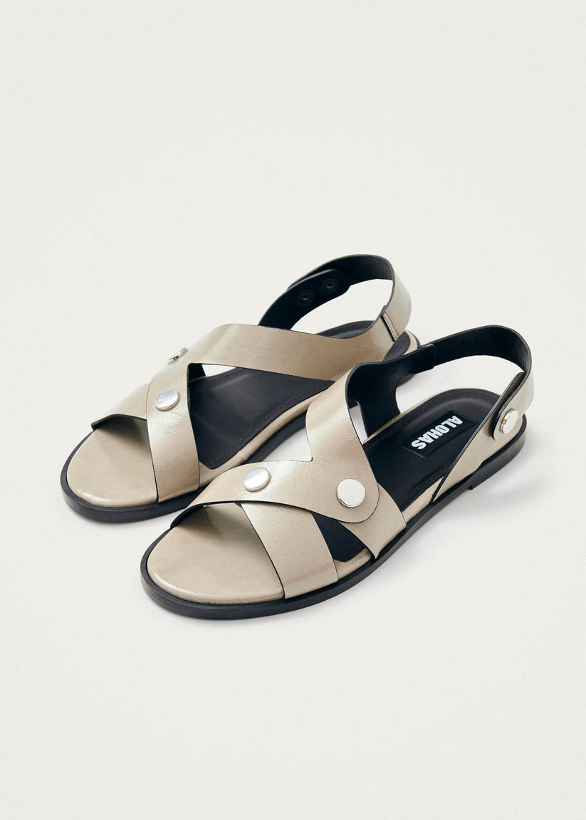 Alohas Mindy Onix Sandalias de Cuero Color Beige Solo hoy
