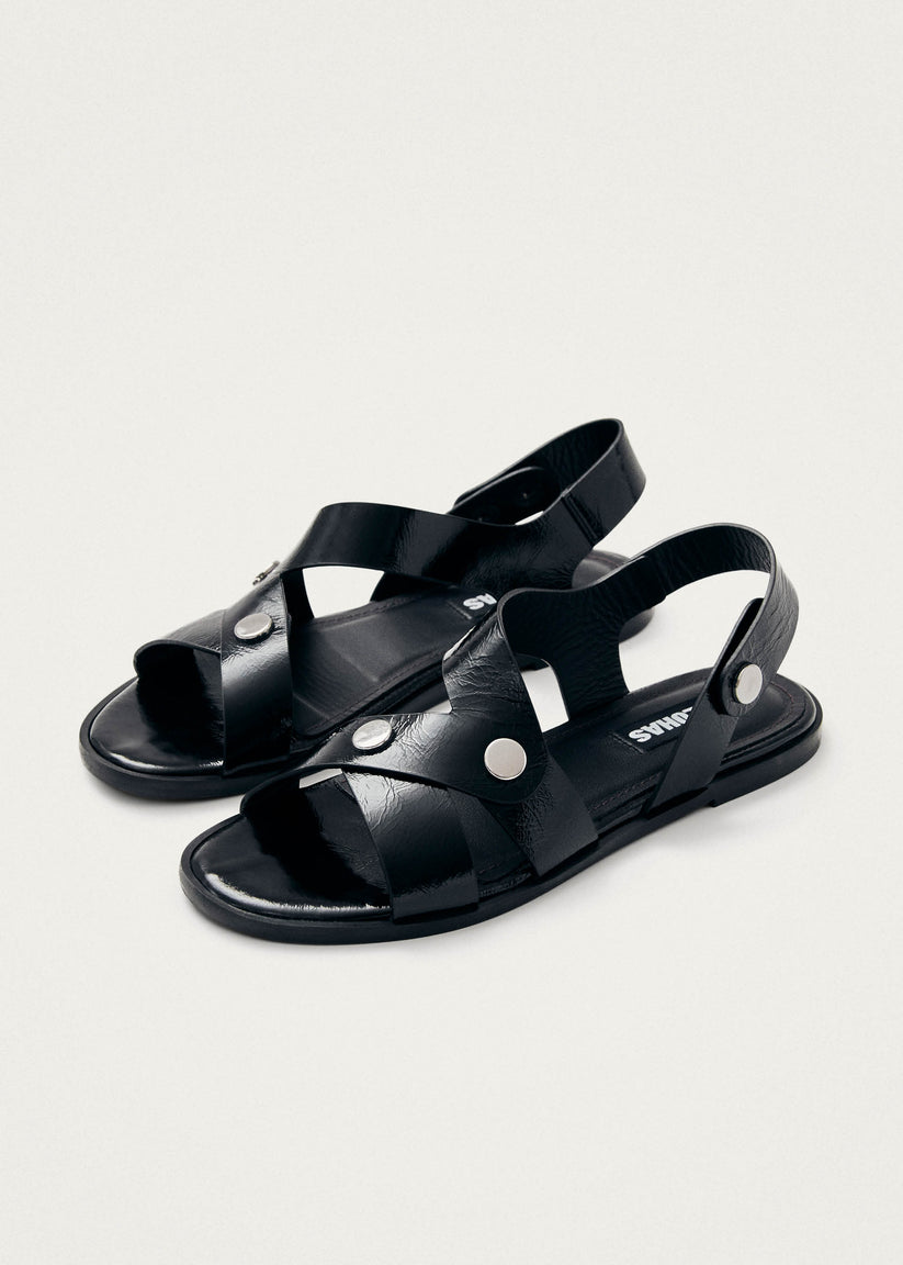 Alohas Mindy Onix Sandalias de Cuero Negro Oferta especial de fábrica