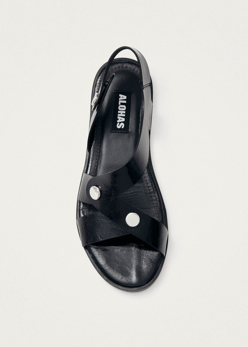 Alohas Mindy Onix Sandalias de Cuero Negro Oferta especial de fábrica