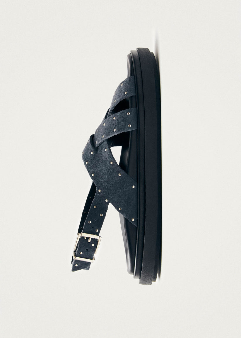 Alohas Trunca Sandalias de Cuero Ante Azul con Estrellas Descuento por venta flash