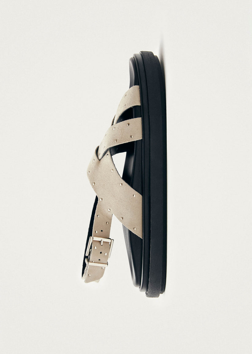 Alohas Trunca Sandalias de Cuero Ante con Studs Color Beige Ofertas especiales