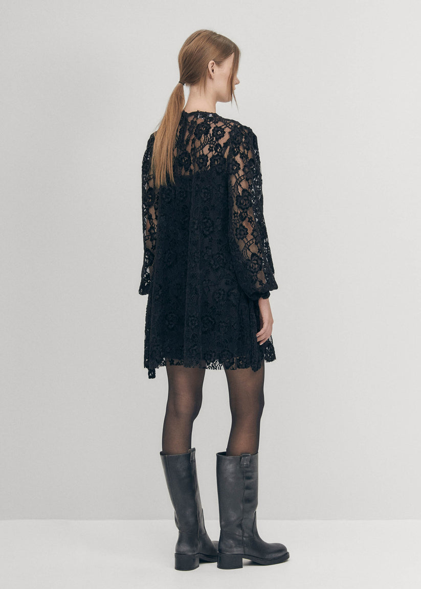 Alohas Dablon de Encaje Vestido Negro Rebajas top