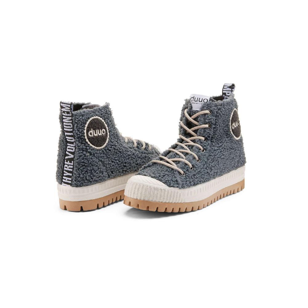 Duuo Zapatillas grises con plataforma y borreguito mujer