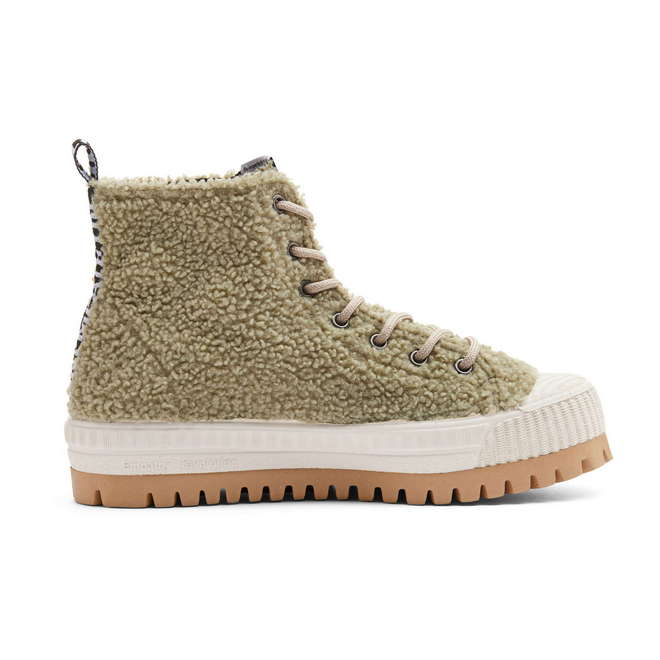 Duuo Zapatillas marrones con plataforma y borreguito mujer Ahorra y exporta