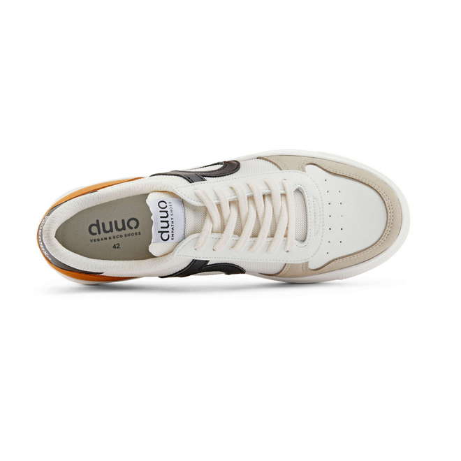 Duuo Zapatillas blancas casual con detalles negro y mostaza En oferta