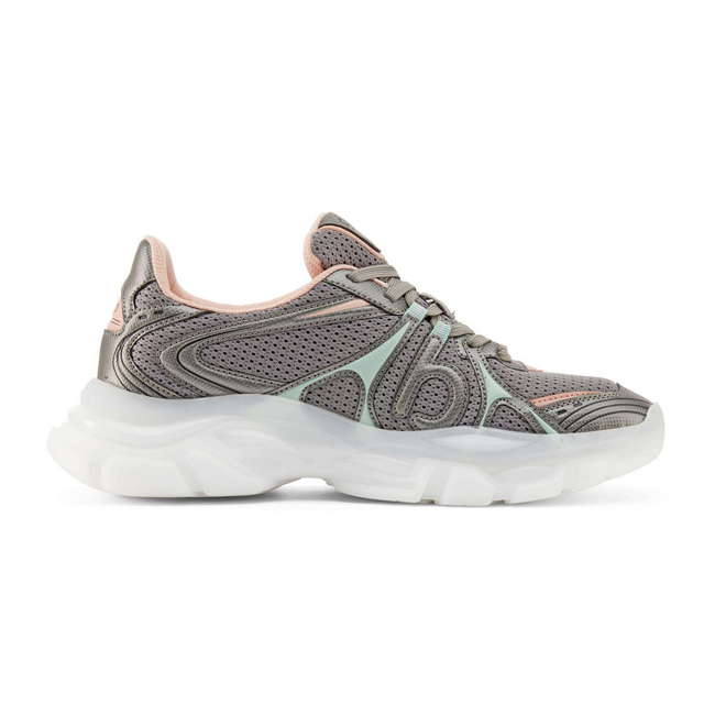 Duuo Zapatillas deportivas gris oscuro con detalles rosa y verde Descuento por venta flash