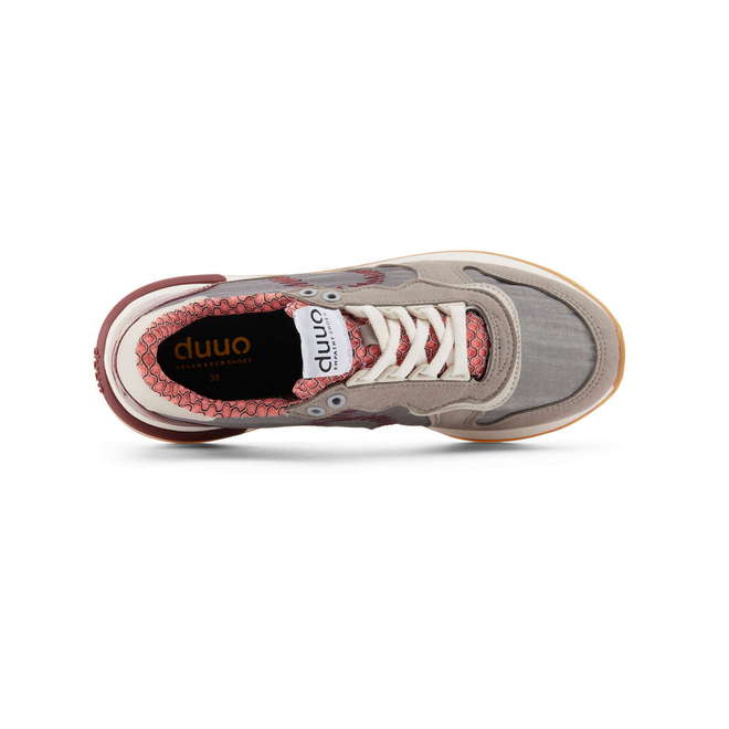 Duuo Zapatillas grises retro con cuña y detalles rojos mujer Precio ultrabajo