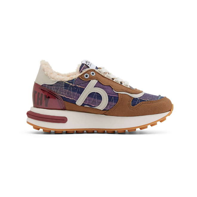 Duuo Zapatillas marrones retro con cuña y detalles multicolor mujer Outlet