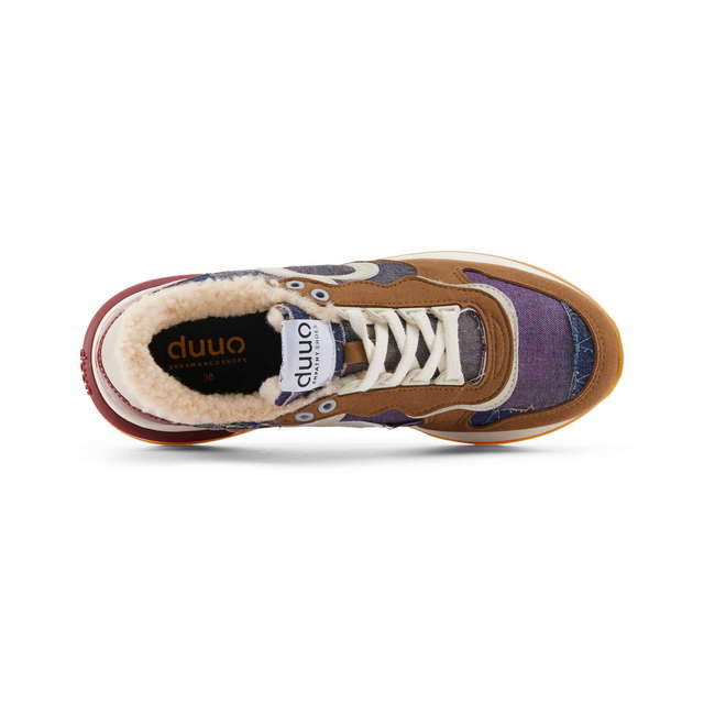 Duuo Zapatillas marrones retro con cuña y detalles multicolor mujer Outlet