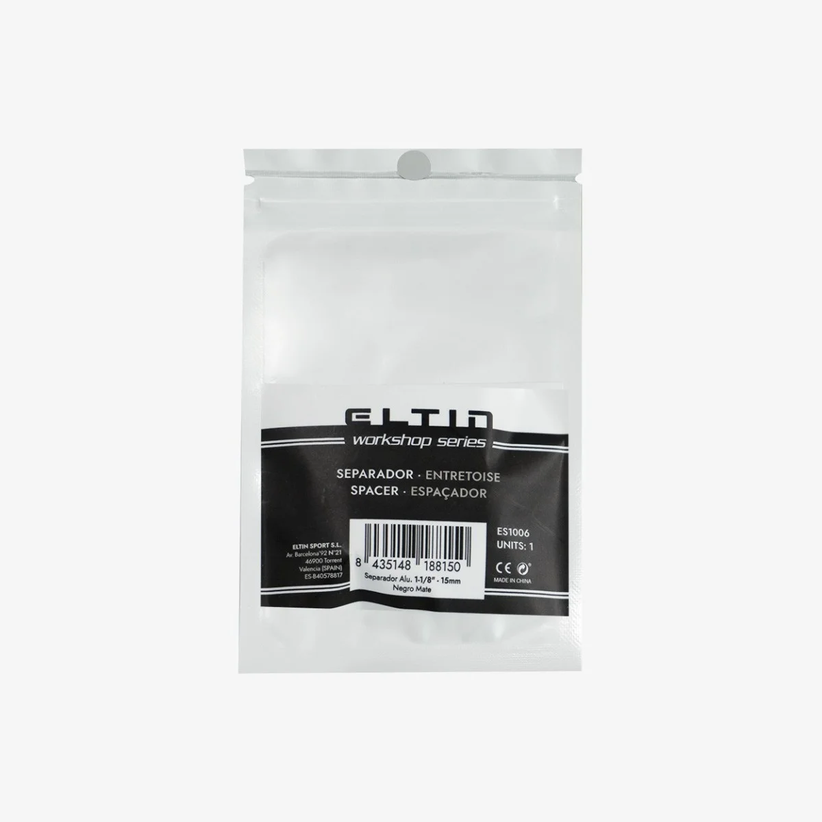 Eltin Separador Alum 1-1/8" - 15mm Neg Mate Rebajas online