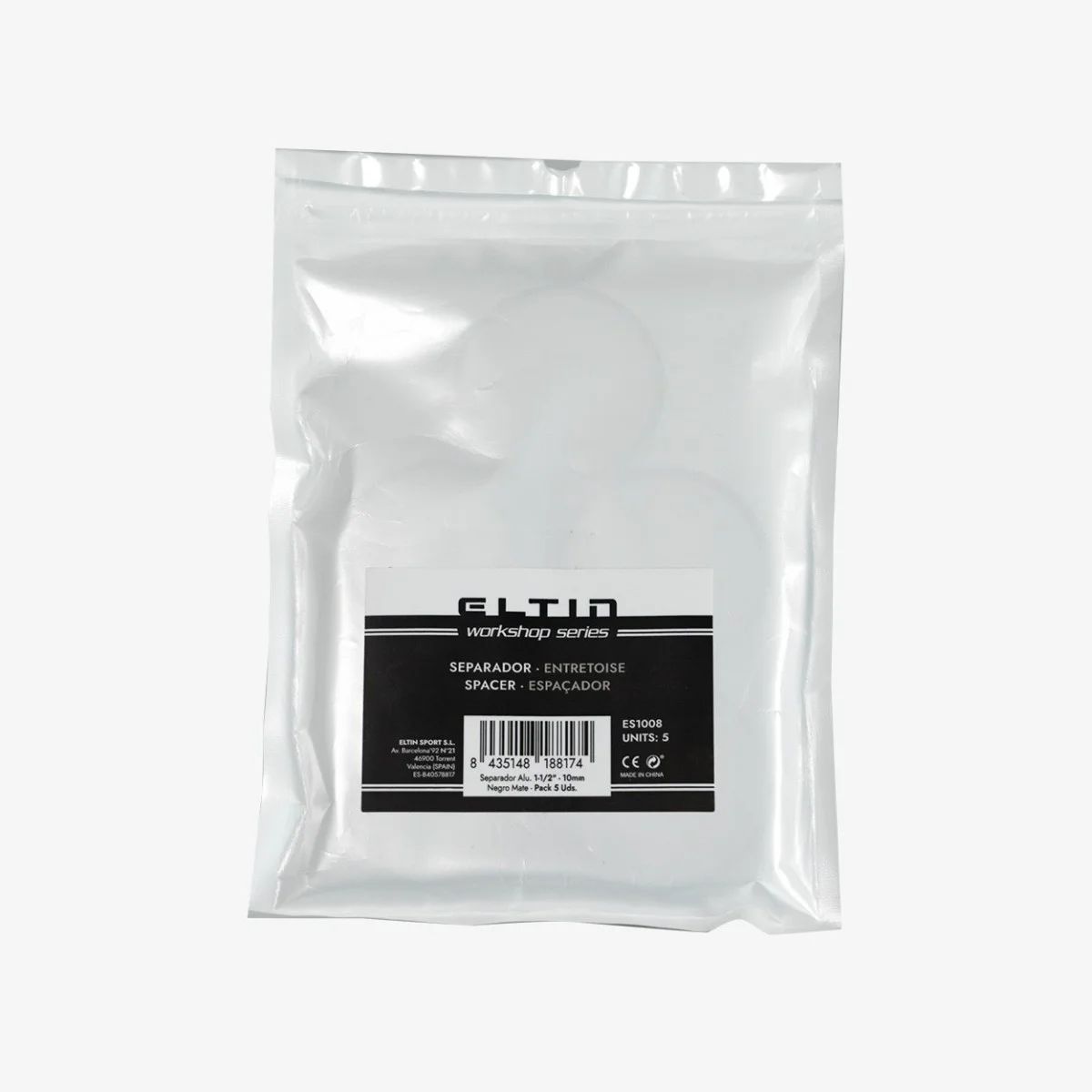 Eltin Pack (5 uds) Separadores Alum 1-1/2" - 10mm Neg Mate Oferta especial de fábrica