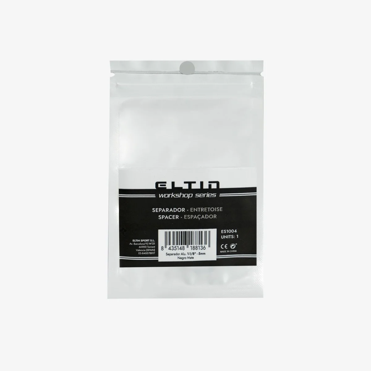 Eltin Separador Alum 1-1/8" - 5mm Neg Mate Promoción trimestral