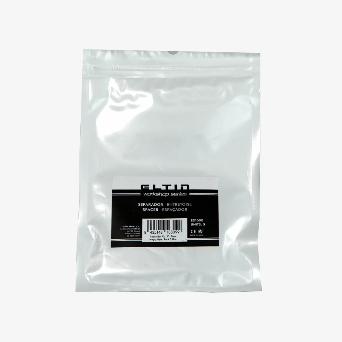 Eltin Pack (5 uds) Separadores Alum 1" - 5mm Neg Mate Solo queda un día
