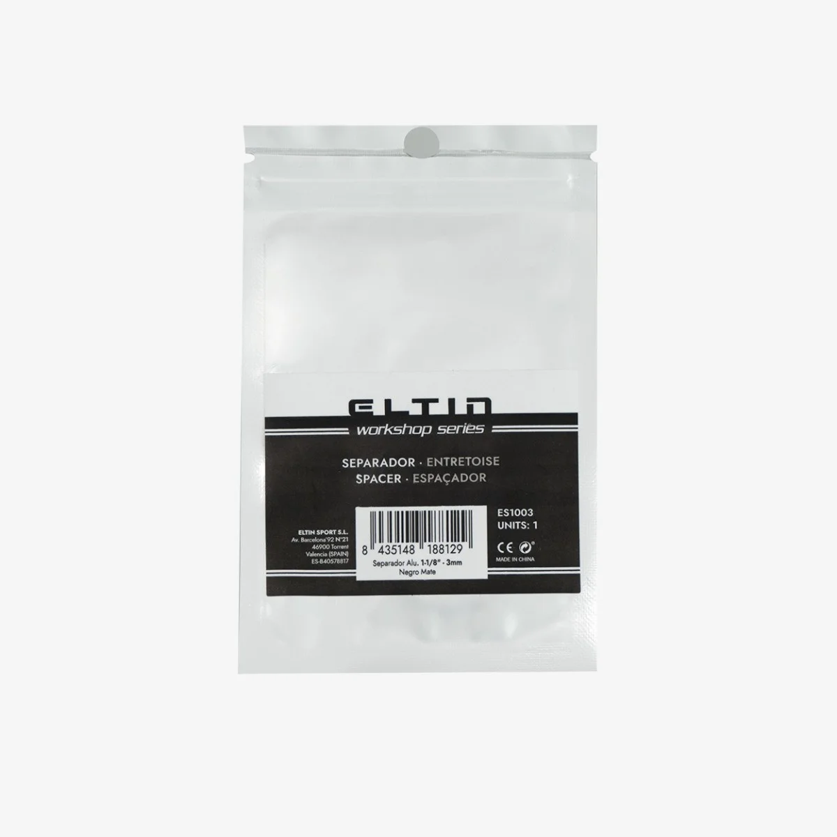 Eltin Separador Alum 1-1/8" - 2mm Neg Mate Liquidación