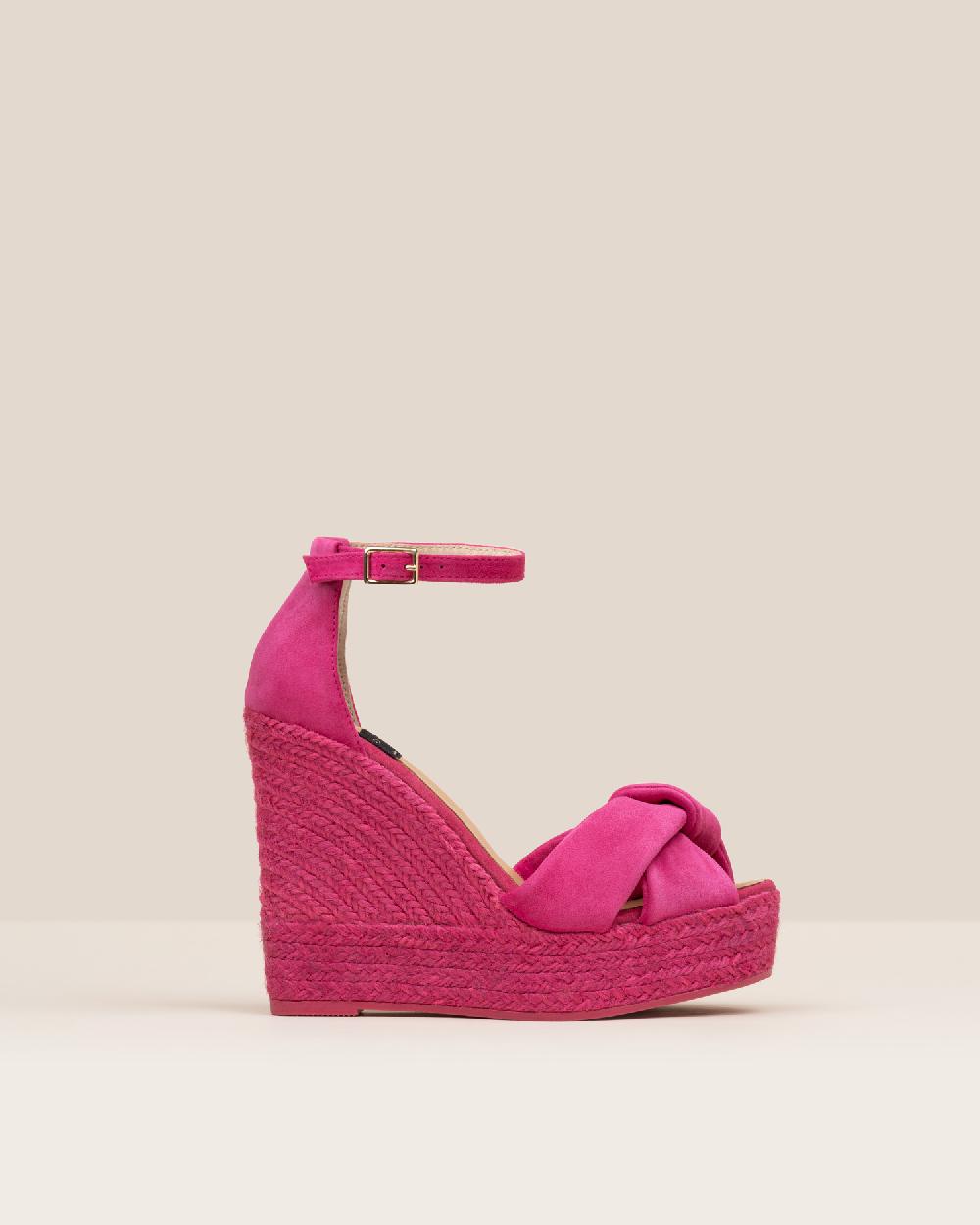 ﻿Gaimo espadrilles Slam FuxiaSandalia monocromática de cuña en piel con tubular
