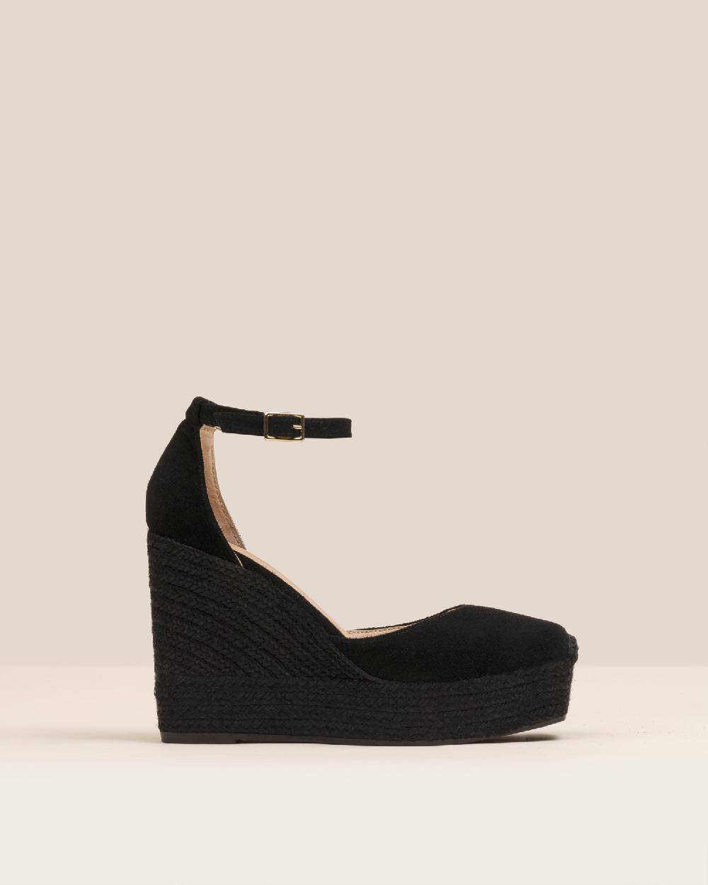 Gaimo espadrilles Sugus NegroAlpargatas de cuña monocolor en piel con hebilla