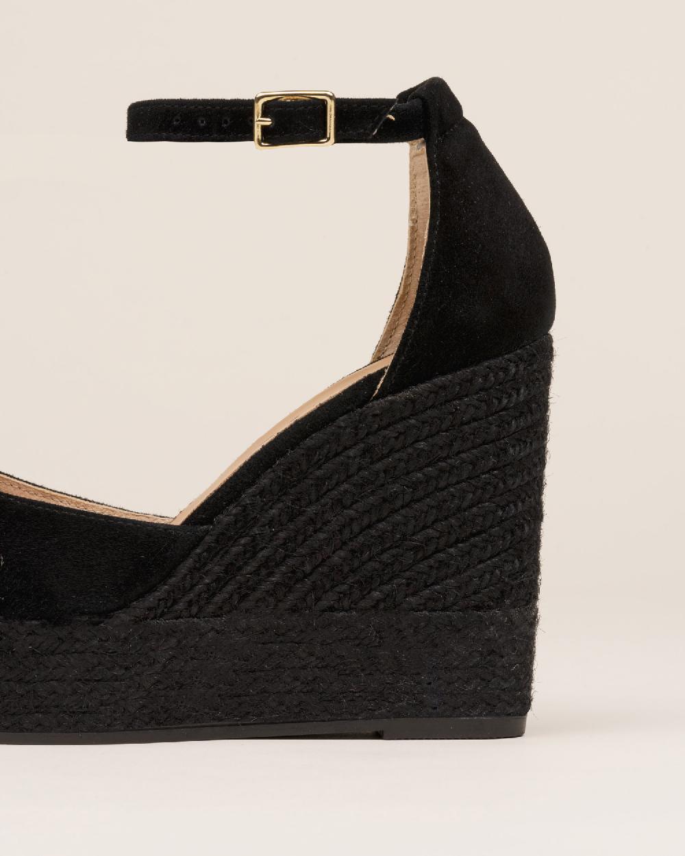 Gaimo espadrilles Sugus NegroAlpargatas de cuña monocolor en piel con hebilla Promoción trimestral