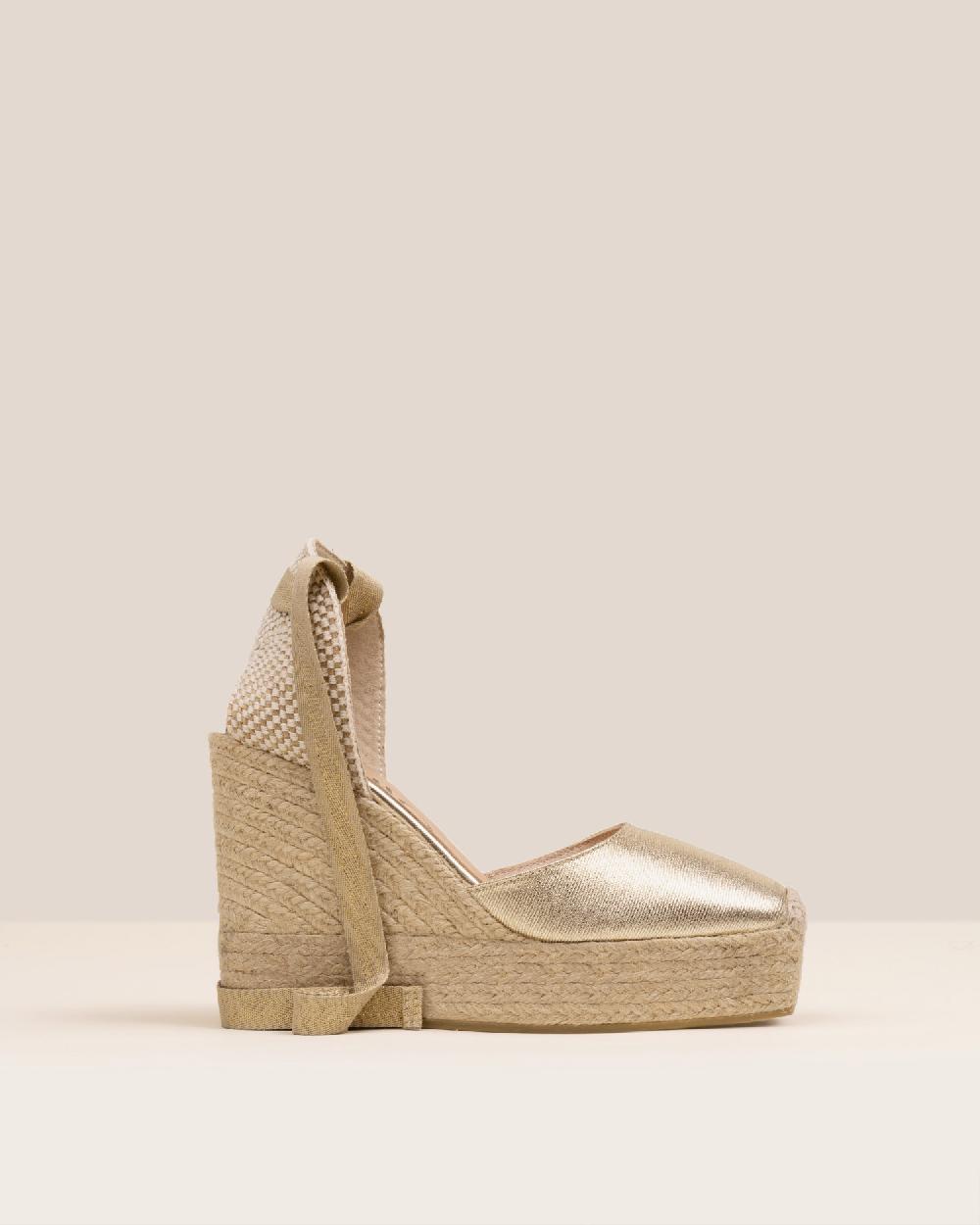 Gaimo espadrilles Tedie CarraraAlpargatas de cuña en piel grabada con cintas