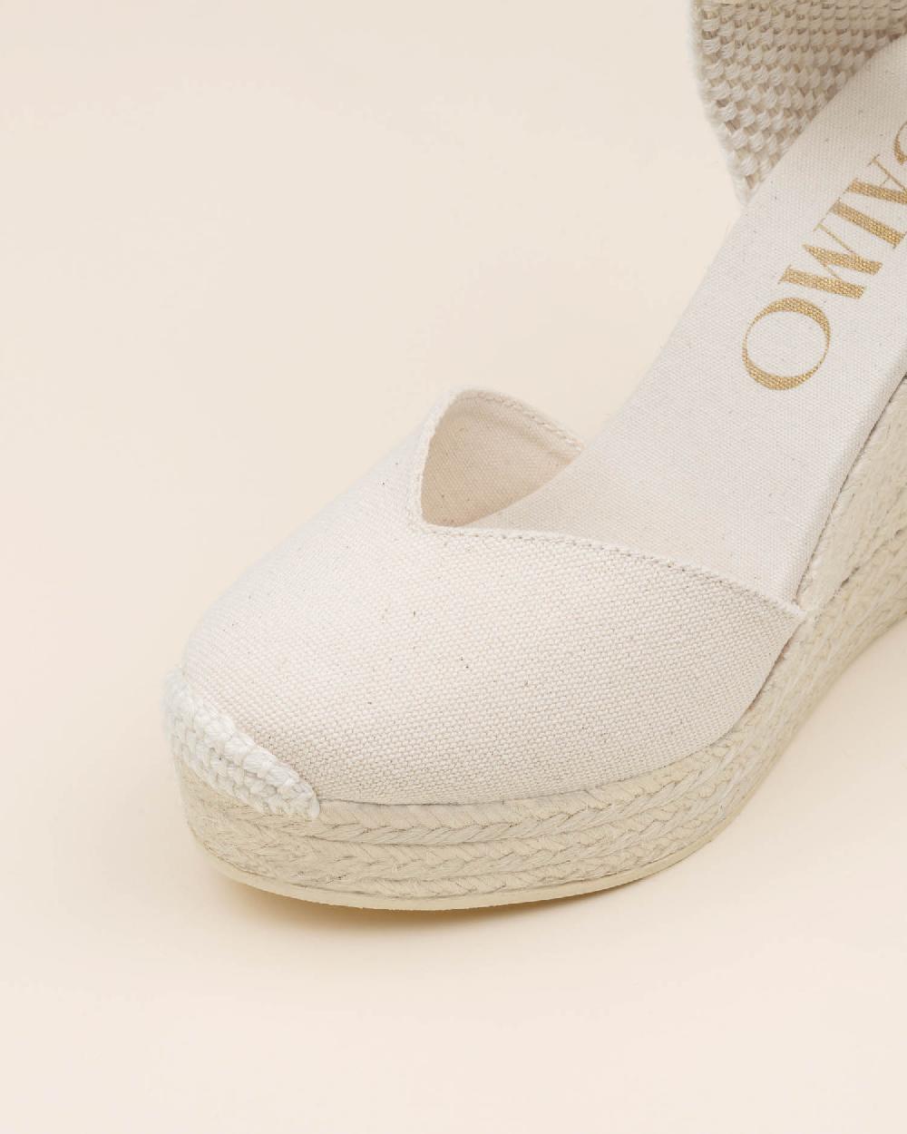 Gaimo espadrilles Tani CrudoAlpargatas de cuña alta monocolor en algodón con cintas Grandes descuentos