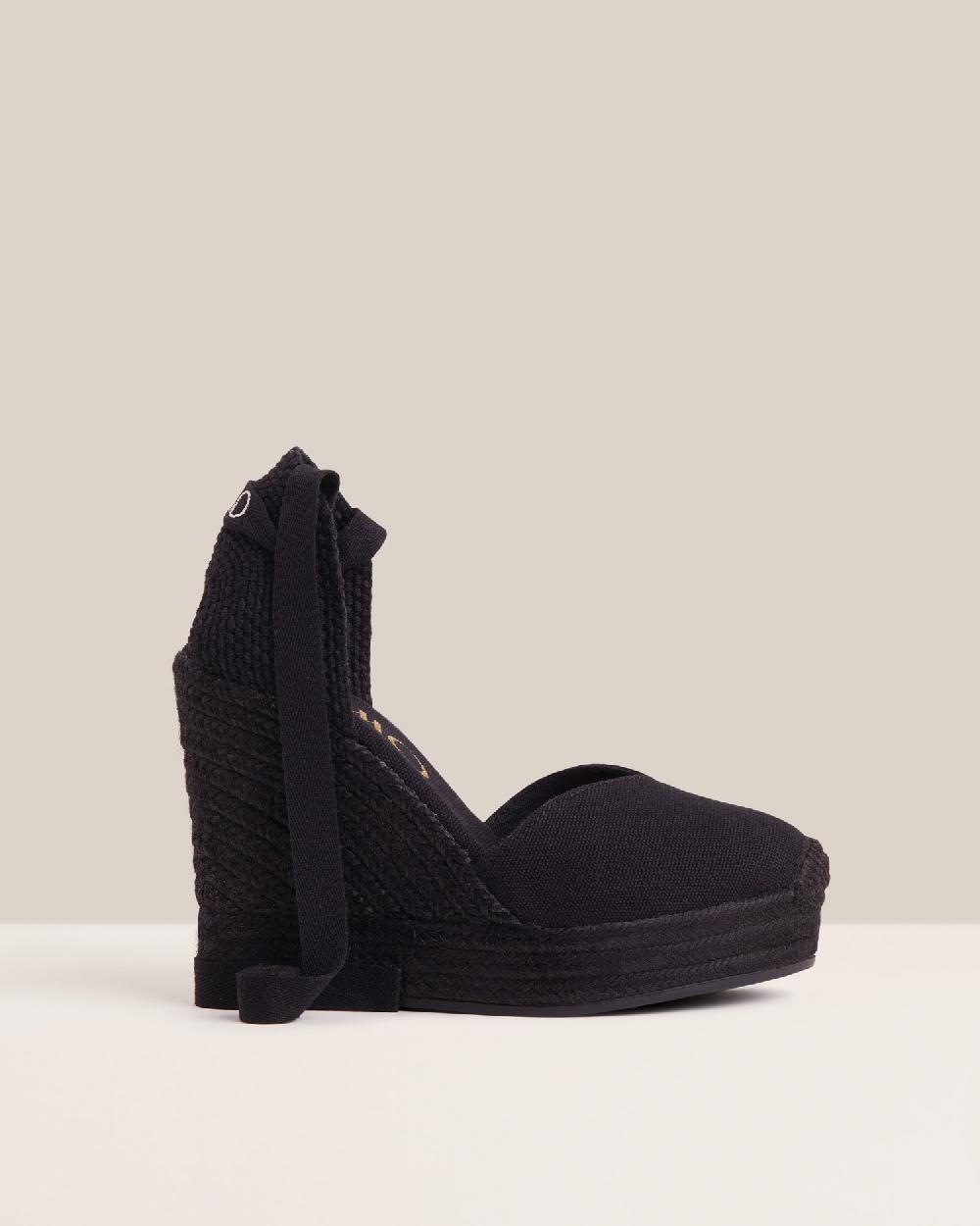 Gaimo espadrilles Tani NegroAlpargatas de cuña alta monocolor en algodón con cintas