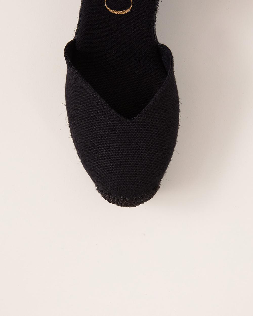 Gaimo espadrilles Tani NegroAlpargatas de cuña alta monocolor en algodón con cintas Tienda de fábrica