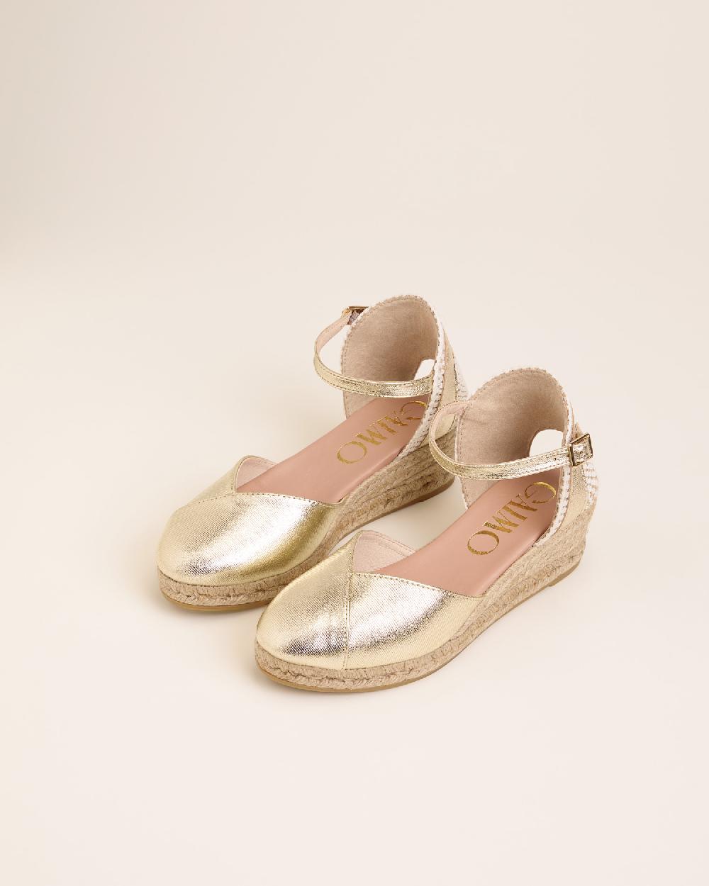 Gaimo espadrilles Copita Odin CarraraAlpargatas de cuña en piel grabada con escote pico En oferta