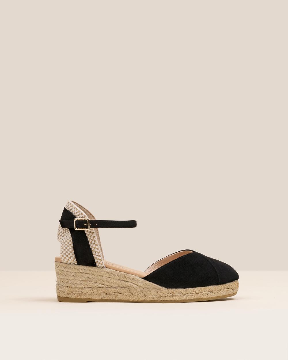 Gaimo espadrilles Copita NegroAlpargatas de cuña en piel con escote pico