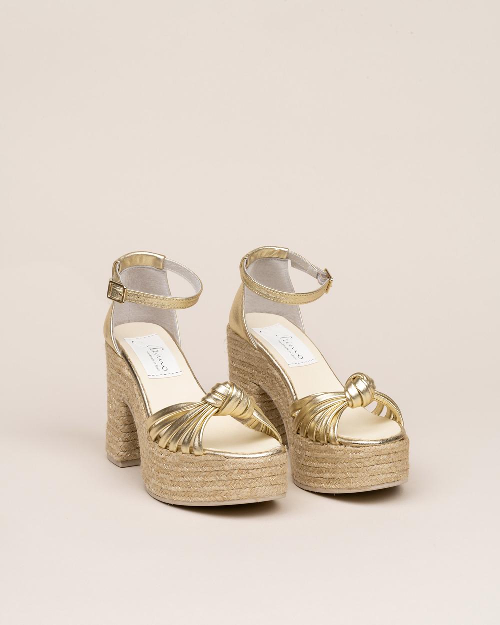Gaimo espadrilles Melissa PlatinoSandalias con tacón de yute en piel con detalle de nudo multitiras Descuento por venta flash
